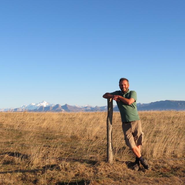 Dominique Ernst, Alm les Crêts auf dem Mont Salève, Herbst 2018. Atmosphäre einer argentinischen Pampa im Vordergrund des Mont-Blancs.