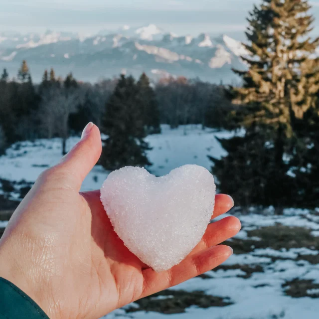 Coeur De Neige Face Au Mont Blanc