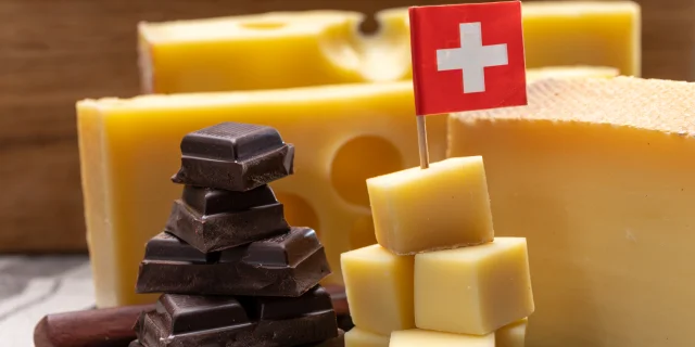 Tasty,Swiss,Food,,Block,Of,Medium-hard,Yellow,Cheese,Emmental,Or